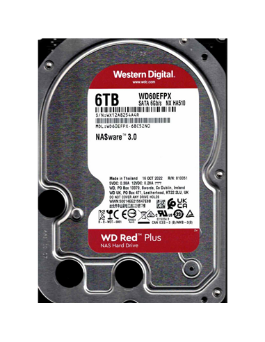 Жесткий диск Western Digital WD Red Plus, 3.5", 6 ТБ <WD60EFPX>