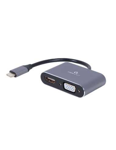 Adaptor Video Cablexpert A-USB3C-HDMIVGA-01, USB Type-C - VGA, HDMI, Gri