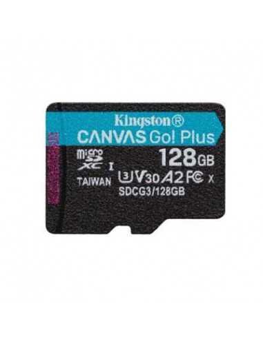 Carduri digitale securizate micro 128GB microSD Class10 A2 UHS-I U3 (V30) Kingston Canvas Go! Plus, Ultimate, Read: 170Mbs, Writ