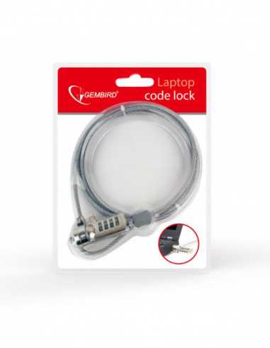 Соединение и подключение Gembird LK-CL-01 Cable lock for notebooks (4-digit combination), 4 mm steel cable