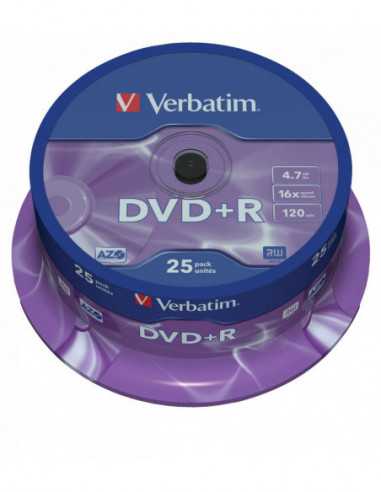 DVD-R, DVD+R, Blu-Ray Verbatim DataLifePlus DVD+R AZO 4.7GB 16X MATT SILVER SURFAC - Spindle 25pcs.