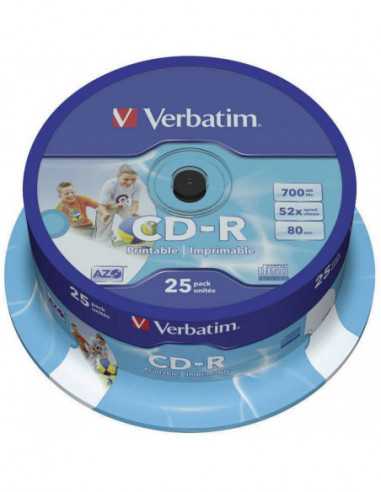 CD-R Verbatim DataLifePlus CD-R AZO 700MB 52X WIDE PRINTABLE SURFACE ID BRANDED -Spindle 25pcs.