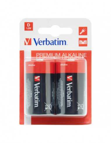 Батарейки AA, AAA - щелочные Verbatim Alcaline Battery D, 2pcs, Blister pack