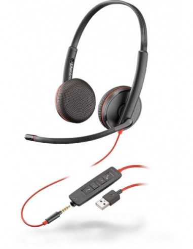 Căști PLANTRONICS Plantronics Blackwire C3225 (209747), USB - A Jack 3.5mm, Microphone noise-canceling, SoundGuard, DSP, Receiv