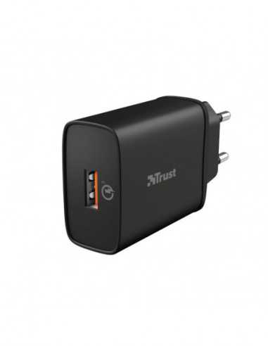 Încărcătoare fără fir USB Charger Trust Qmax 18W Ultra-Fast USB Wall Charger with QC3.0, Ultra-fast charging with up to 18W pow