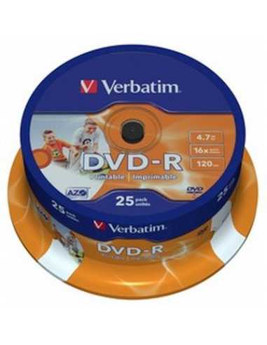 DVD-R, DVD+R, Blu-Ray Verbatim DataLifePlus DVD-R AZO 4.7GB 16X WIDE PRINTABLE SURFAC - Spindle 25pcs.
