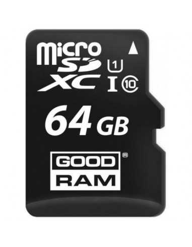 Безопасные цифровые карты микро 64GB microSD Class10 U1 UHS-I + SD adapter Goodram M1AA, 600x, Up to: 90MBs