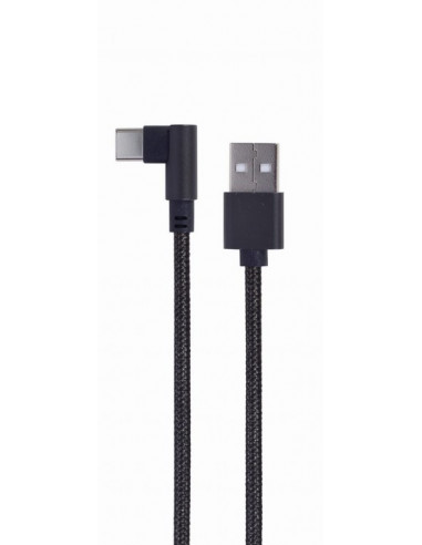 Cabluri USB, periferice Cable USB2.0Type-C - Cablexpert CC-USB2-AMCML-0.2M, 90 angled USB Type-C charging and data cable 0.2 m