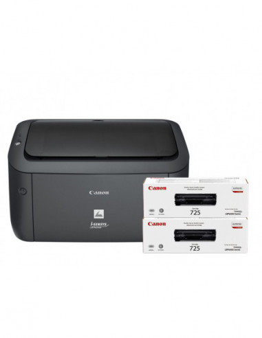 Imprimante laser monocrome pentru consumatori Printer Canon i-Sensys LBP6030B BUNDLE Black (+2 x CRG725), A4, 2400x600 dpi, + A4