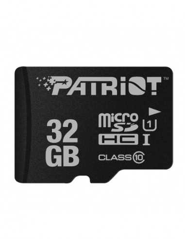 Безопасные цифровые карты микро 32GB microSD Class10 U1 UHS-I Patriot LX Series microSD, Up to 80MBs