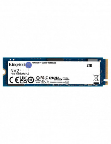M.2 PCIe NVMe SSD M.2 NVMe SSD 2.0TB Kingston NV2, Interface: PCIe4.0 x4 NVMe1.3, M2 Type 2280 form factor, Sequential Reads 35