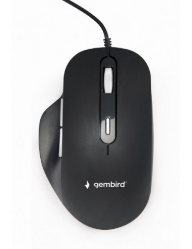 Игровые мыши GMB Gembird MUS-6B-02, 6-button wired optical mouse with LED edge light effects, 1200-3600dpi, USB, Black