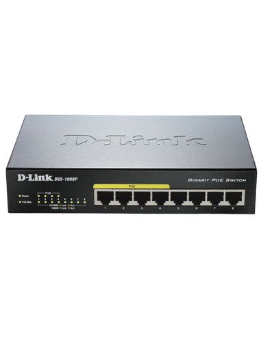 PoE коммутатор D-Link DGS-1008P, 4x IEEE 802.3af