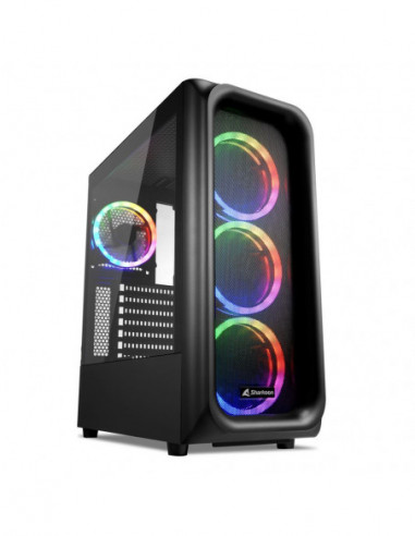 Carcase Sharkoon Sharkoon TK5M RGB ATX Case, with Side Panel of Tempered Glass, without PSU, Tool-free, Mesh Front Panel, Pre-In