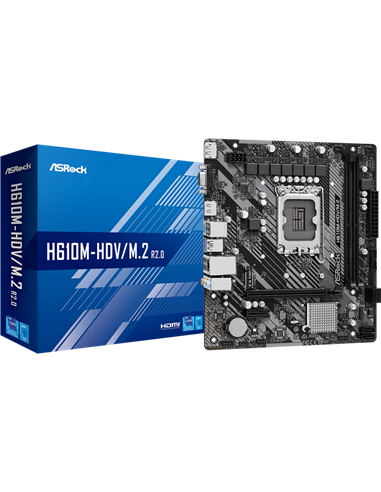 Материнская плата ASRock H610M-HDV/M.2 R2.0, LGA1700, Intel H610, Micro-ATX