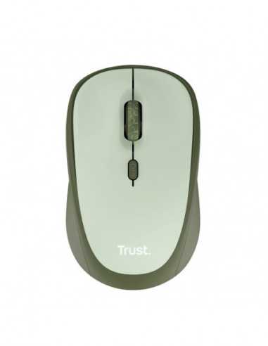Мыши Trust Trust Yvi + Eco Wireless Silent Mouse - Green, 8m 2.4GHz, Micro receiver, 800-1600 dpi, 4 button, AA battery, USB