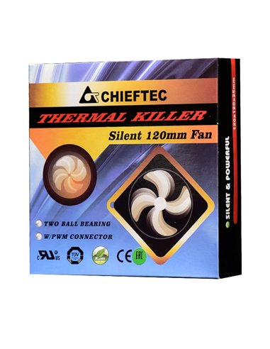 PC Case Fan Chieftec AF-1225PWM, 120x120x25 mm, Ball Bearing, 1650rpm, <32db, PWM, 4pin for PSU/Molex