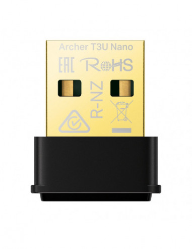 Беспроводные адаптеры PCI, USB TP-LINK Archer T3U Nano AC1300 Wireless Dual Band USB Adapter, 867Mbps on 5GHz + 400Mbps on 2.4GH