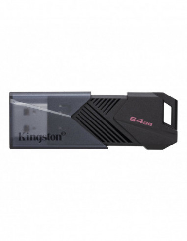 Unități flash USB 64GB USB3.2 Kingston DataTraveler Exodia Onyx Black, Moving cap design, Sleek matte black casing, Key ring (R