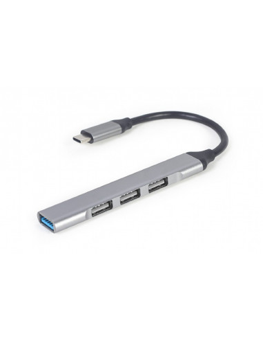 USB-концентраторы Gembird UHB-CM-U3P1U2P3-02, USB Type-C 4-port USB hub (USB3 x 1 port, USB2 x 3 ports), silver