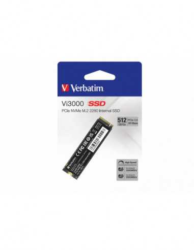 M.2 PCIe NVMe SSD M.2 NVMe SSD 512GB Verbatim Vi3000, Interface: PCIe3.0 x4 NVMe 1.3, M2 Type 2280 form factor, Sequential Read