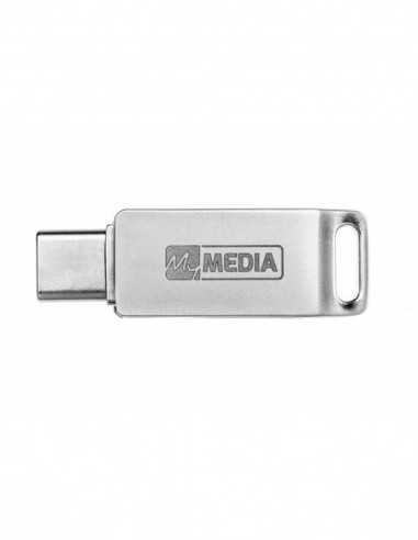 Unități flash USB 64GB USB2.0 MyMedia (by Verbatim) MyDual USB Drive Metal casing, USB A + USB-C, Strong metal housing with swi