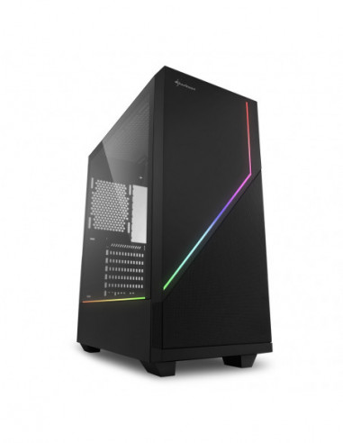 Carcase Sharkoon Sharkoon RGB FLOW ATX Case, with Side Panel of Tempered Glass, without PSU, Tool-free, Illuminated Front Panel