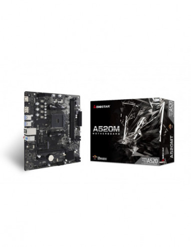 Plăci de bază cu procesorul AM4-AM3-FM2 BIOSTAR A520MT, Socket AM4, AMD A520, Dual 2xDDR4-4933, APU AMD graphics, HDMI, DP, 1xPC