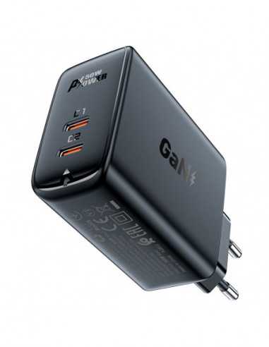 Încărcătoare fără fir USB Charger ACEFAST A29, Dual port, 2 x USB-C, GaN PD50W, USB-C 12: 45W, Total output: 50W (max.), PD3.0,