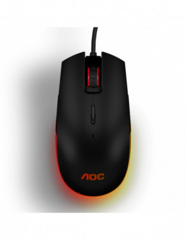 Mouse-uri AOC AOC AGM500 Gaming Mouse, Black, 400–5000 DPI, Pixart PMW3325 sensor, RGB Logo, 8 x button mouse, Ergonomics, Rig