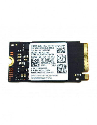 M.2 PCIe NVMe SSD M.2 NVMe SSD 256GB Samsung PM991, Interface: PCIe3.0 x4 NVMe1.3, M2 Type 2242 form factor, Sequential Read:
