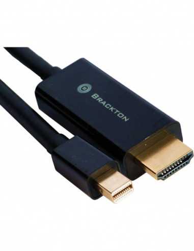Cabluri video HDMI - VGA - DVI - DP Cable miniDP-HDMI - 2.0m - Brackton MDP-HDE-0200.B, 2.0 m, mini DisplayPort to HDMI, digital