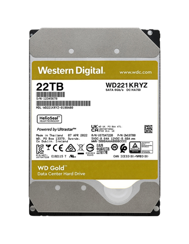 Unitate HDD Western Digital WD Gold, 3.5", 22 TB WD221KRYZ