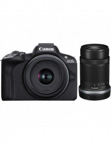 Aparate foto fără oglindă Mirrorless Camera CANON EOS R50 + RF-S 18-45 f4.5-6.3 IS STM + RF-S 55-210 f5.0-7.1 IS STM Black (581