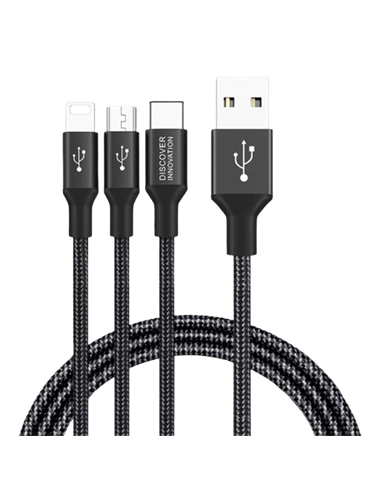 Кабель для зарядки и синхронизации Nillkin Swift, Micro-USB/Type-C/Lightning, USB Type-A/Micro USB, Type-C, Lighting, 1,5м, Ч...