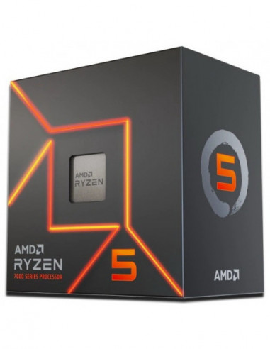 Процессор AM5 AMD Ryzen 5 7600, Socket AM5, 3.8-5.1GHz (6C12T), 6MB L2 + 32MB L3 Cache, AMD Radeon Graphics, 5nm 65W, Zen4, Unlo