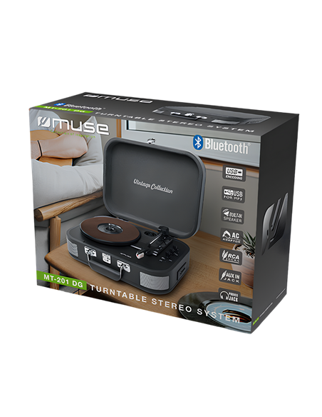 Placă turnantă de vinil MUSE MT-201 DG, Negru
