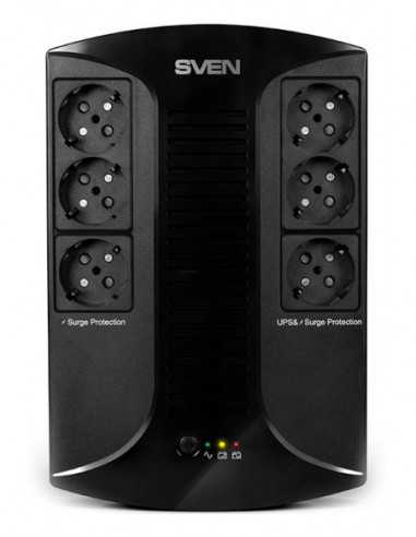ИБП SVEN UPS SVEN UP-L1000E, 1000VA510W, Line Interactive, AVR, LED, 6 x Shuko sockets