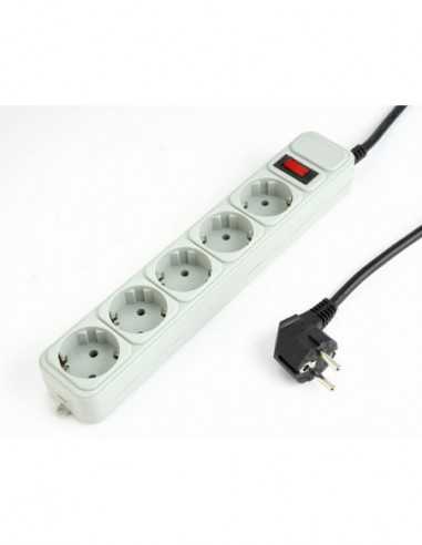 Protectoare de supratensiune Surge Protector Gembird SPG3-B-10C, 5 Sockets, 3m, up to 250V AC, 16 A, safety class IP20, Grey