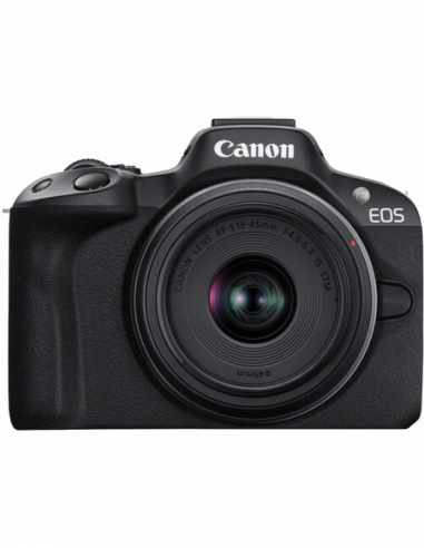 Aparate foto fără oglindă DC Canon EOS R50 Black amp- RF-S 18-45mm f4.5-6.3 IS STM amp- RF-S 55-210mm f5-7.1 IS STM