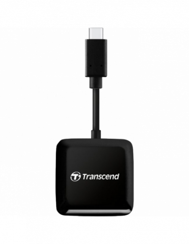 Cititoare de carduri USB Card Reader Transcend TS-RDC3 Black, USB3.0 Type-C (1xUSB-C 3.0 to 1x microSD, 1x SD-Card)