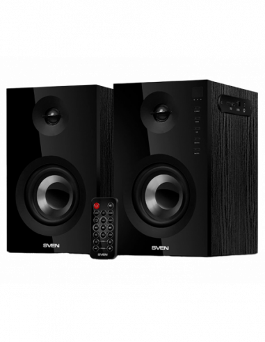 Boxe 2.0 din lemn Speakers SVEN SPS-721 Bluetooth, SD, USB Flash, Remote, Black, 50w