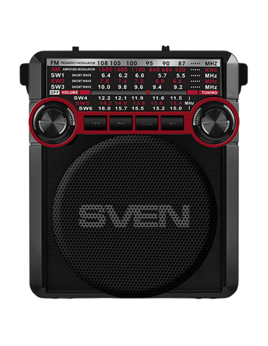 Radio portabil SVEN SRP-355, Negru/Rosu