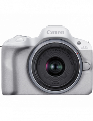 Aparate foto fără oglindă DC Canon EOS R50 White amp- RF-S 18-45mm f4.5-6.3 IS STM KIT