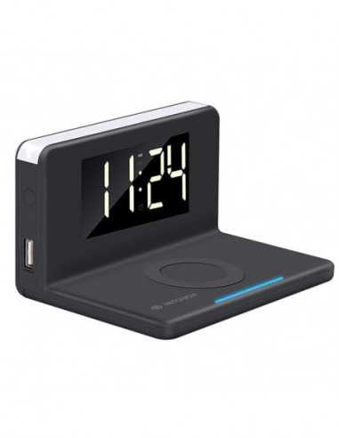 Corpuri de iluminat Cellularline Alarm Clock, with Wireless Charging, Black