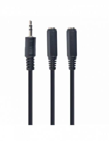 Аудио: кабели, адаптеры Audio spliter cable 0.1m 3.5mm 3pin plug to 3.5 mm stereo + mic sockets, Cablexpert CCA-415-0.1M