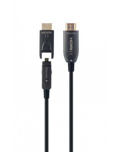 Cabluri video HDMI - VGA - DVI - DP Cable HDMI to HDMI Damp-A Active Optical 50.0m Cablexpert, 4K UHD at 60Hz, CCBP-HDMID-AOC-50