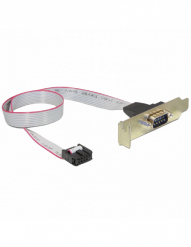 Cabluri de calculator interne CableExpert CC-DB9ML-01, DB9 COM port receptacle on low-profile bracket, 40 cm flat cable