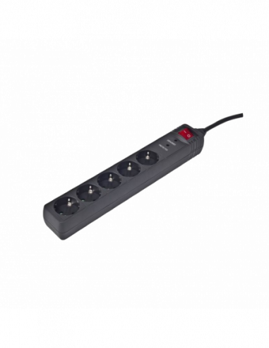 Protectoare de supratensiune Surge Protector Gembird SPG5-C-15, 5 Sockets, 4.5m, up to 250V AC, 16 A, safety class IP20, Black