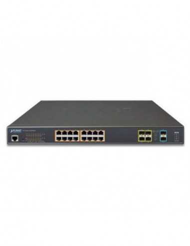 Echipamente PoE 16-port Gigabit Managed PoE+ Switch, Planet GS-5220-16UP4S2X, 400watts, 4 SFP and 2 SFP+, steel case